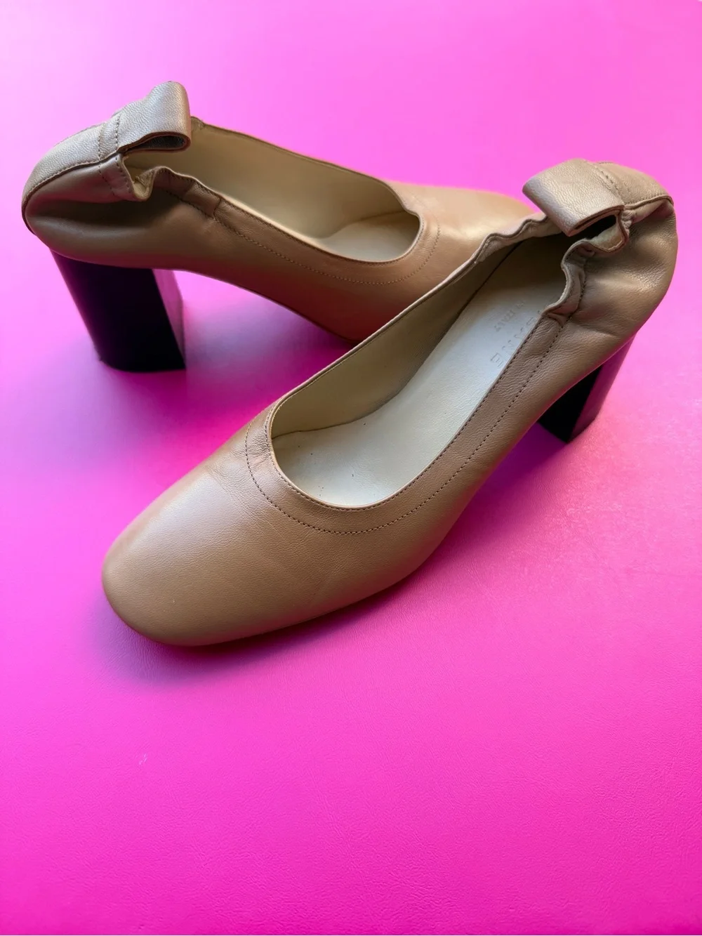 Everlane Day High Heel Size 5 Pecan Italian Leather Comfortable Block Heel Pumps